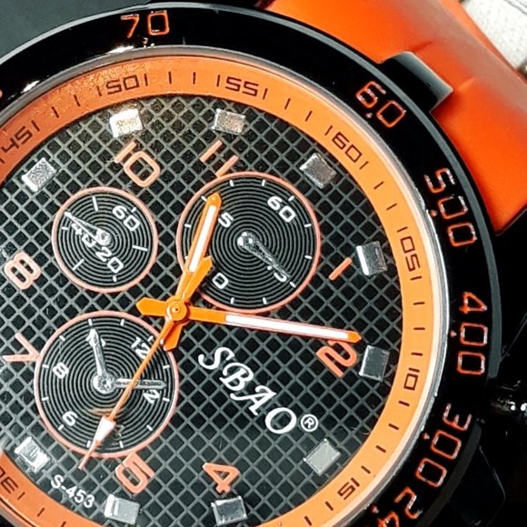 Mens SBAO Watch Analog Wrist Watch Stainless Steel Sport Fashion Orange NIB - Picture 16 of 16
